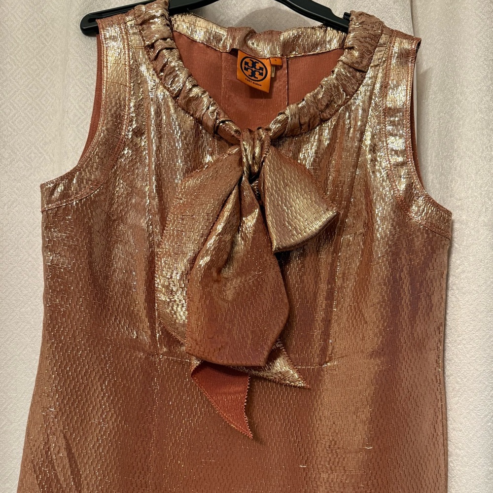 Tory Burch Sleeveless Metallic Top with bow, size 2